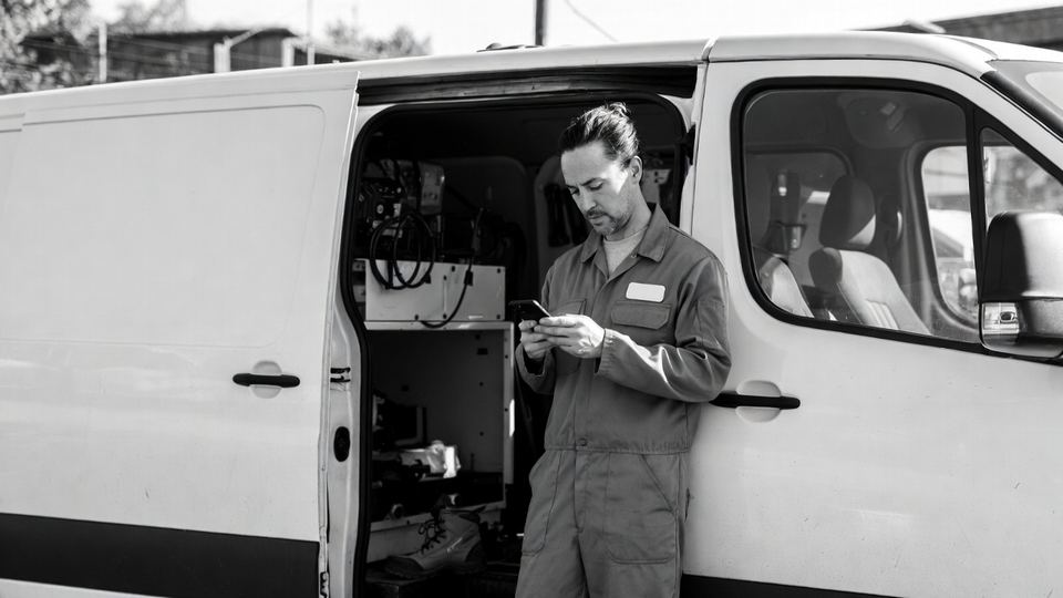 Generator service crew on a maintenance call